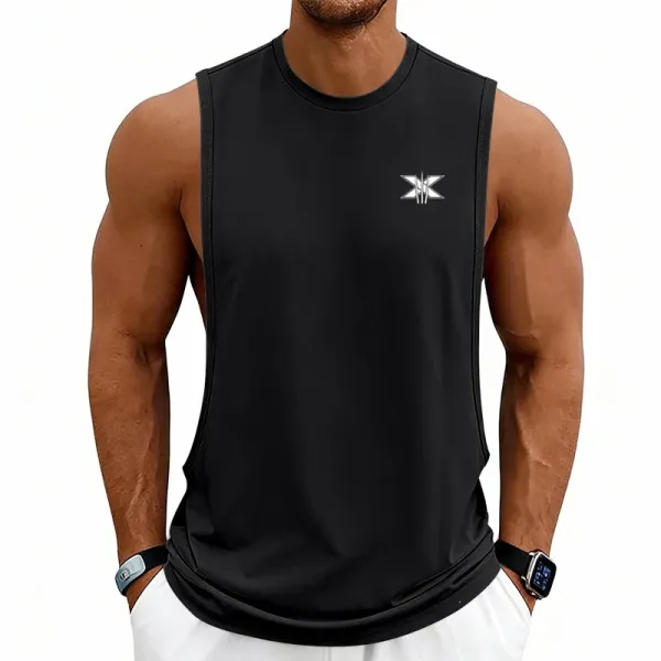Design X Logo Cut-Out Sleeveless Tank Beige Vest-Top - 48