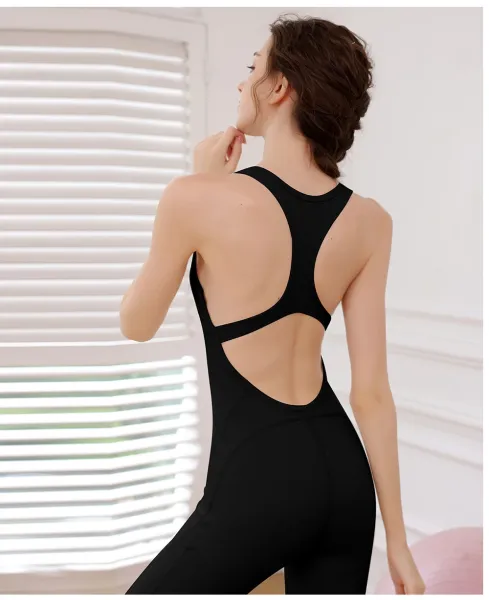 Design Racerback Cutout Bodysuit Black Activewear - 18