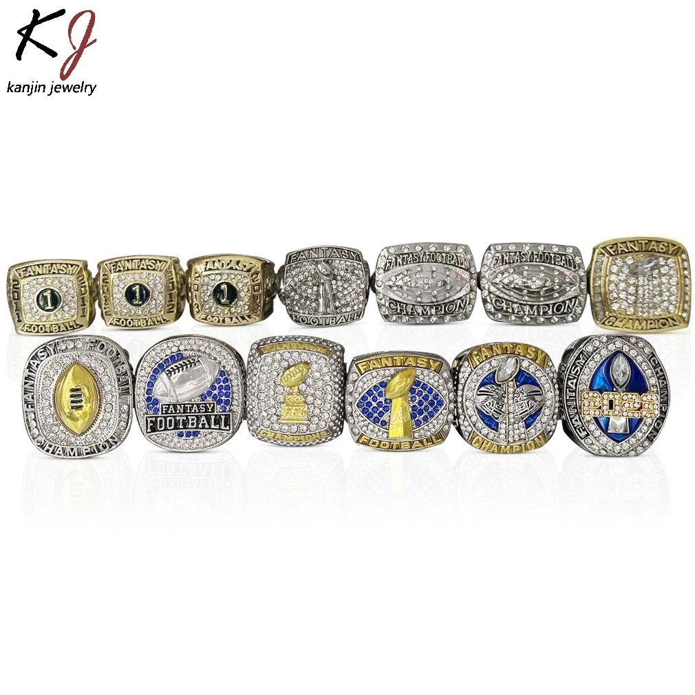 Design Kanjin Jewelry Fantasy Football Championship Rings Collection Red Wooden Display Box Accessories - 4