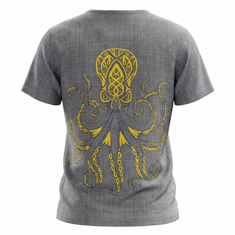 Design Octopus Embroidery Dusty Rose T-Shirt - 71