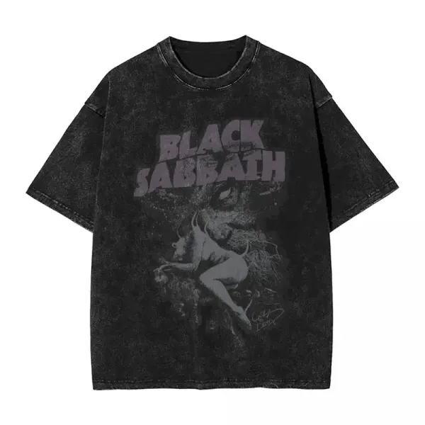 Design Black Sabbath Vintage Wash T-Shirt Black T-Shirts - 1