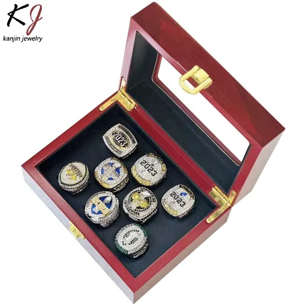 Design Kanjin Jewelry Fantasy Football 2023 Champion Rings Set in Wooden Display Box Accessories - 2