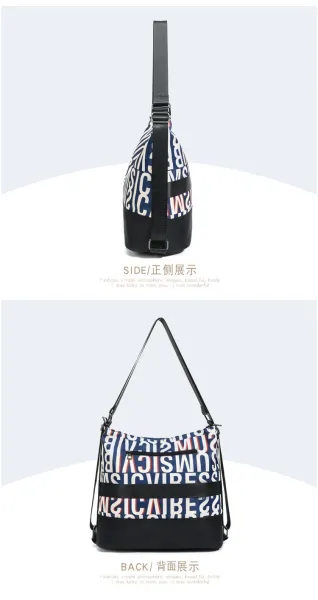 Design Bufan Collection Letter Print Navy Blue Shoulder Bag Shoulder Bags - 33