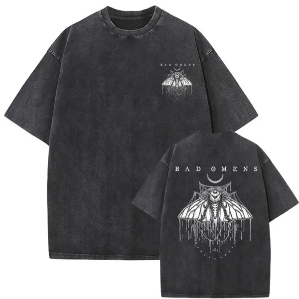 Design Bad Omens Moth Graphic Oversized T-Shirt Black T-Shirts - 1