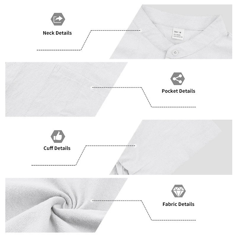 Design Mandarin Collar Short Sleeve Shirt Gray Tops Shirt - 11
