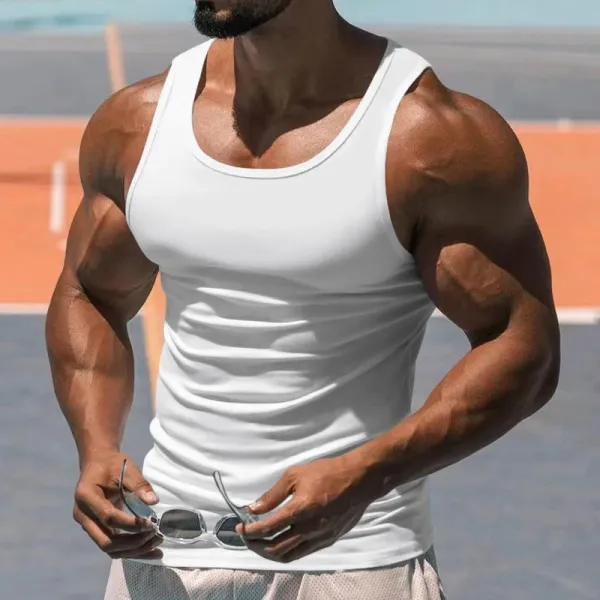 Design Basic Fit White Vest-Top - 6