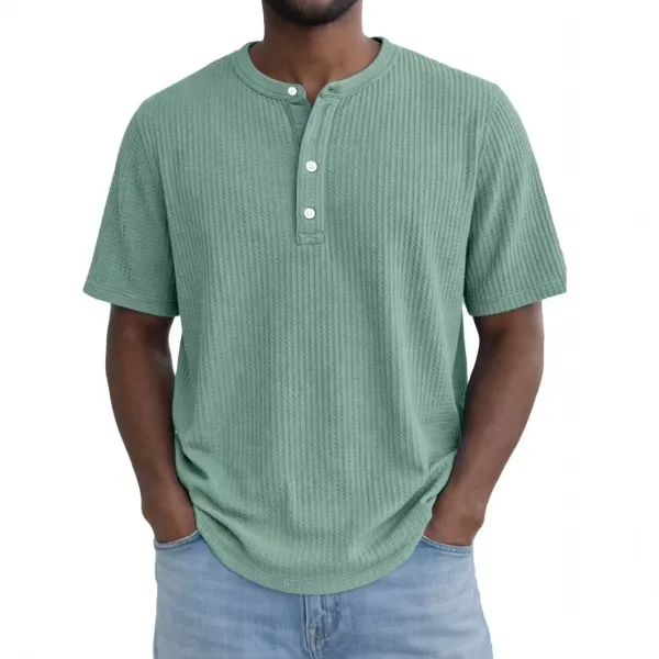 Design Gray Ribbed Henley T-Shirt T-Shirts - 5