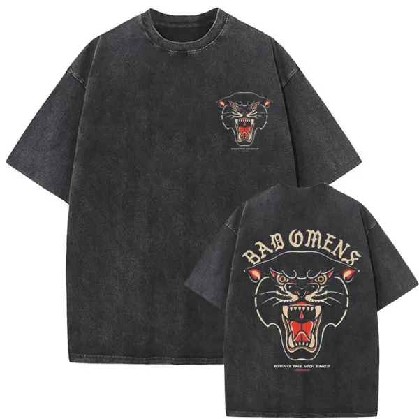 Design Bad Omens x Panther Graphic Washed Black T-Shirt T-Shirts - 1