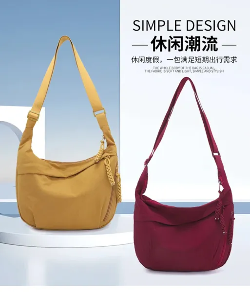 Design Hobo Bag Blue Minimalist Shoulder Bag - 4