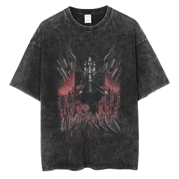 Design Acid Wash Graphic T-Shirt Black - 1