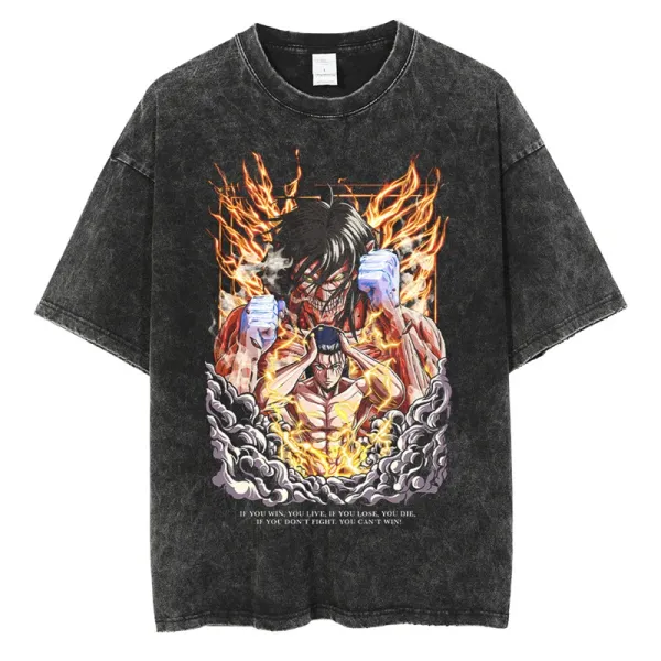 Design Attack on Titan Flame Titan Graphic T-Shirt Black - 1