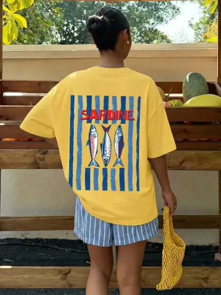Design Refreshing Citrus Print Oversized T-Shirt White - 7