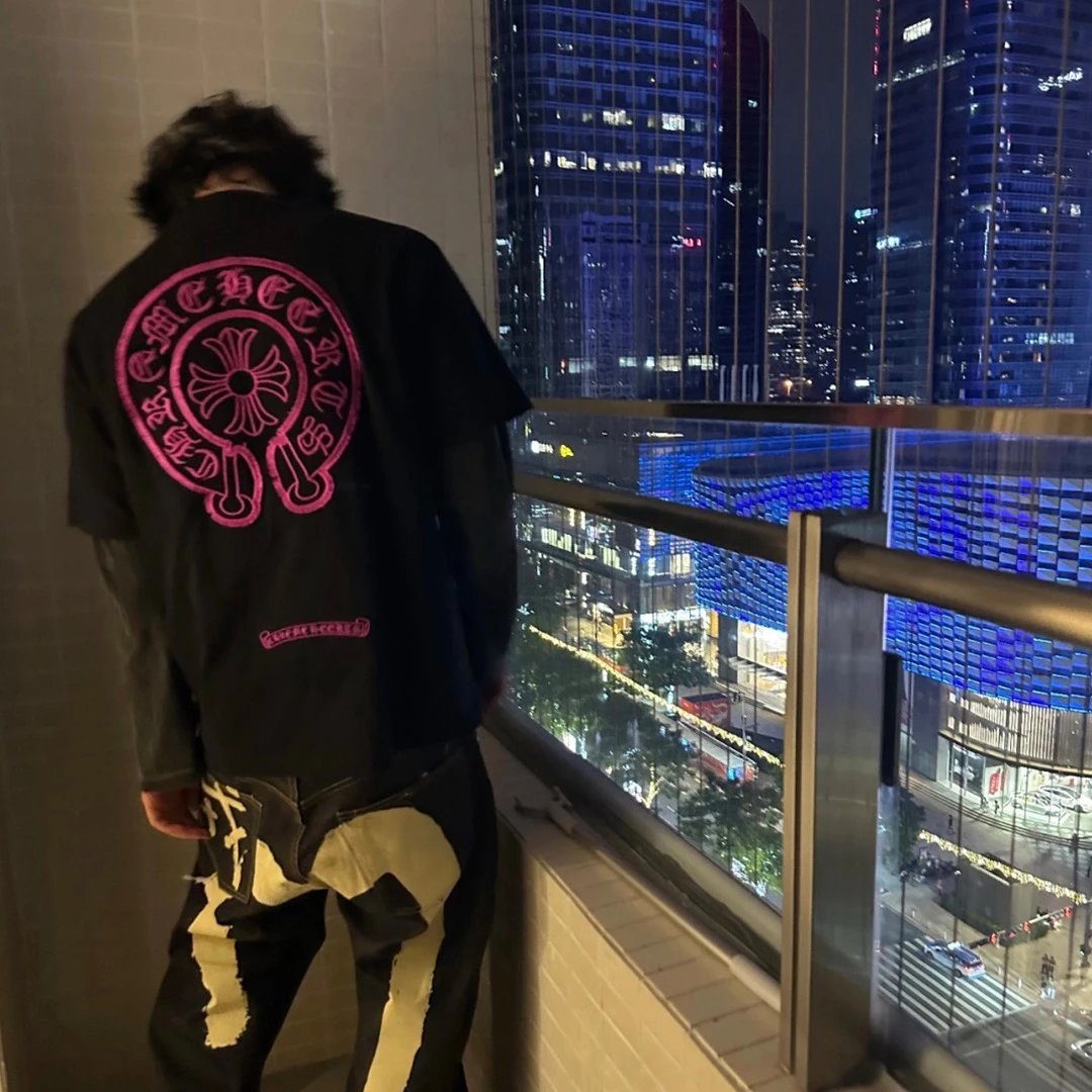 Chrome Hearts Circle Logo Pink Print White T-Shirt - 20