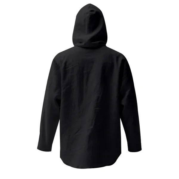 Design Hooded Linen Shirt Brown Men's Beachwear - 88