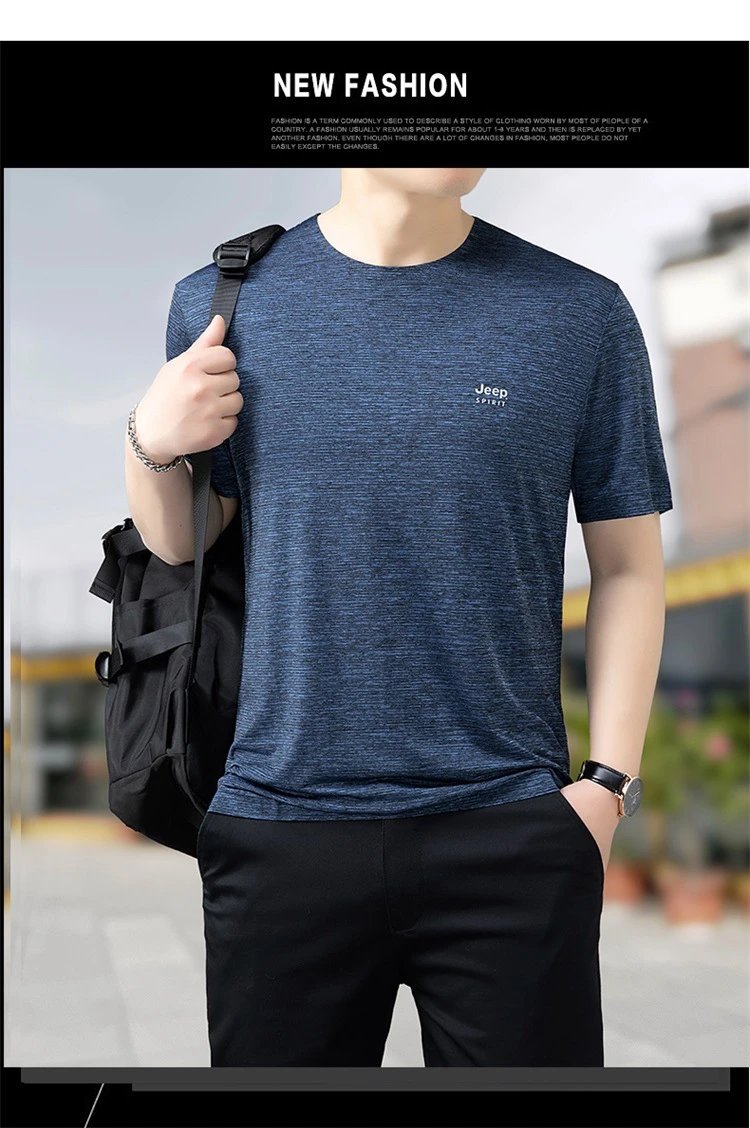 Design Jeep Spirit Marled Blue Short-Sleeve T-Shirt T-Shirts - 10