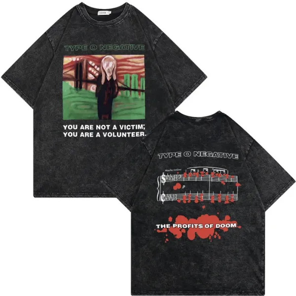 Design Type O Negative Graphic Acid Wash T-Shirt T-Shirts - 1