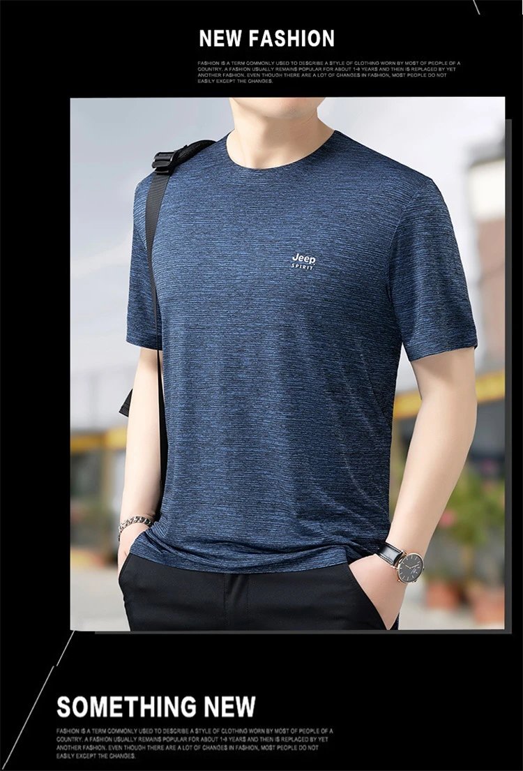 Design Jeep Spirit Marled Blue Short-Sleeve T-Shirt T-Shirts - 12