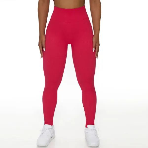 Design Ribbed High-Waist Leggings Red - 1
