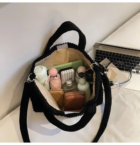 Design Corduroy Tote Bag Beige - 38