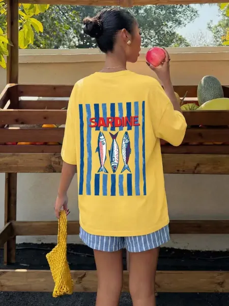 Design Refreshing Citrus Print Oversized T-Shirt White - 10