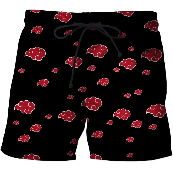 Design Akatsuki Cloud Print Swim Shorts Black Swimwear - 17