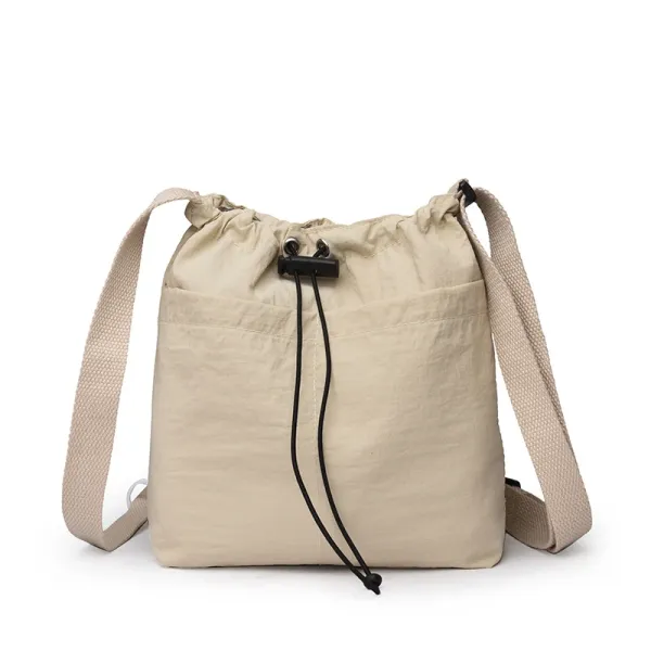 Design Drawstring Bucket Bag Beige Crossbody Bag - 1