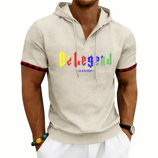 Design Be Legend Rainbow Print Hooded T-Shirt White Hoodie - 20