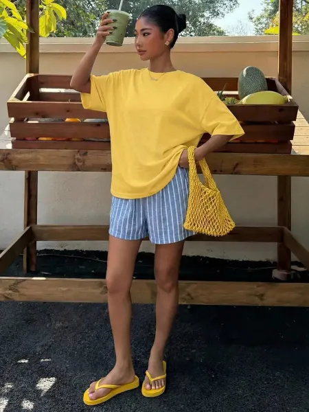 Design Refreshing Citrus Print Oversized T-Shirt White - 11