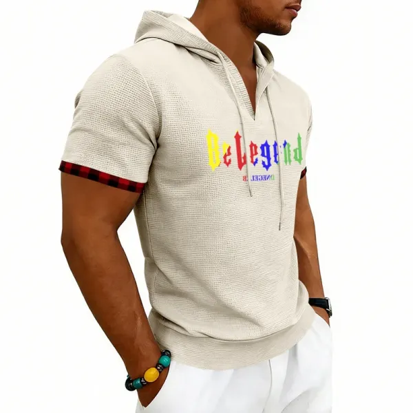 Design Be Legend Rainbow Print Hooded T-Shirt White Hoodie - 22