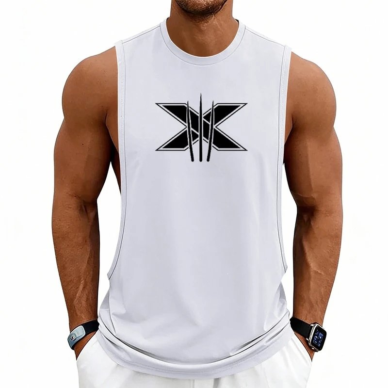 Design Graphic Logo Beige Muscle Tank Top Vest Top - 8