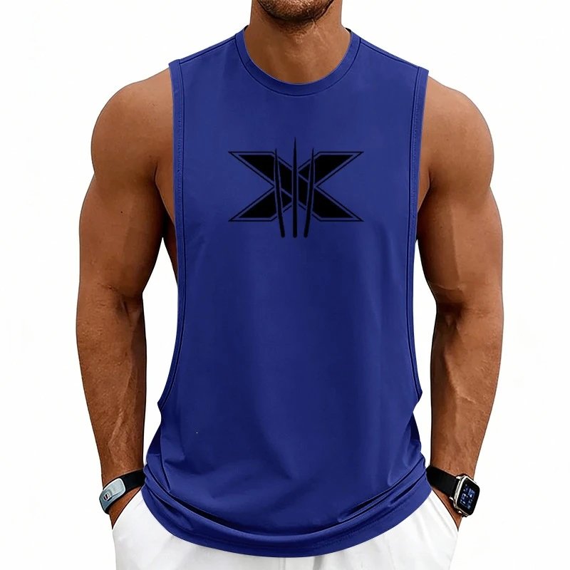 Design Graphic Logo Beige Muscle Tank Top Vest Top - 18