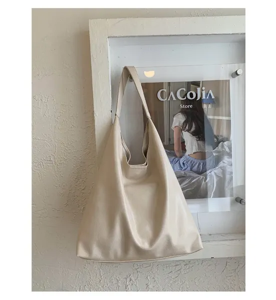 Design Hobo Bag Black Leather-Texture Shoulder Bag - 37