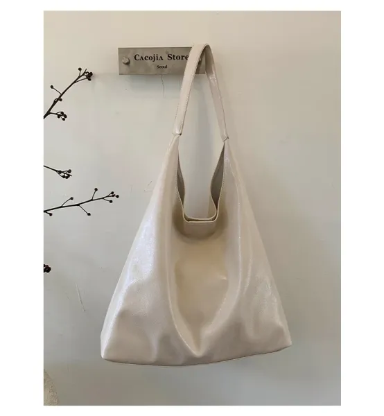 Design Hobo Bag Black Leather-Texture Shoulder Bag - 38