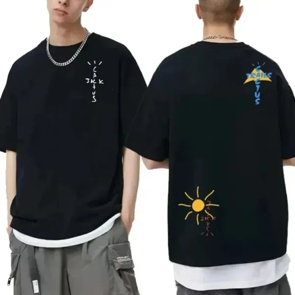 Travis Scott Cactus Jack Graphic Oversized T-Shirt Black - 5