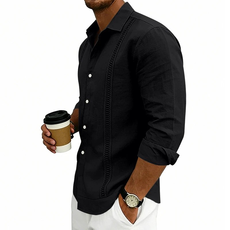 Design Guayabera-Style Shirt Army Green Shirt Tops Shirt - 50