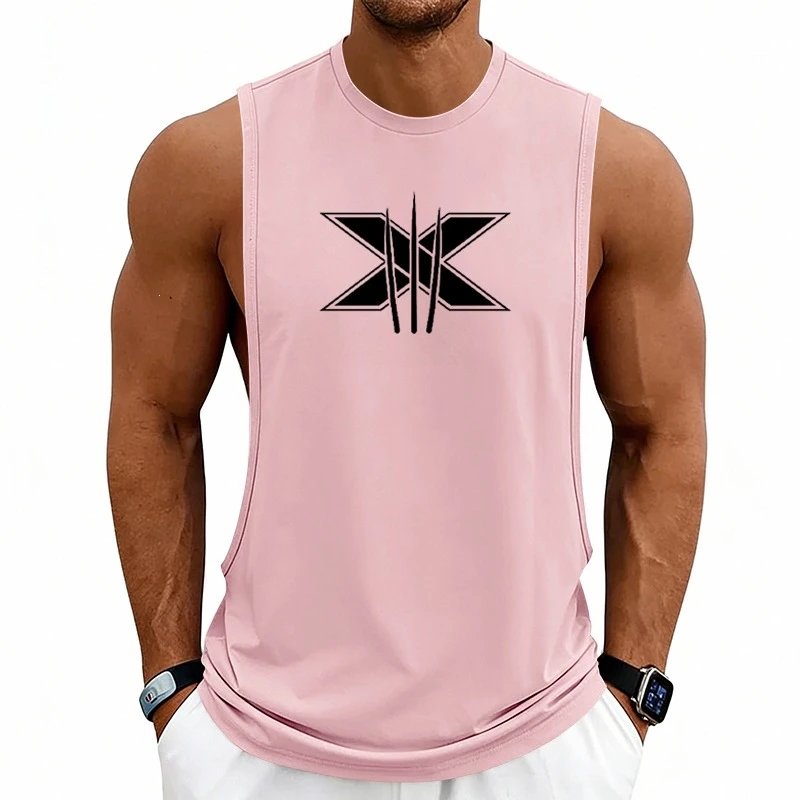 Design Graphic Logo Beige Muscle Tank Top Vest Top - 38