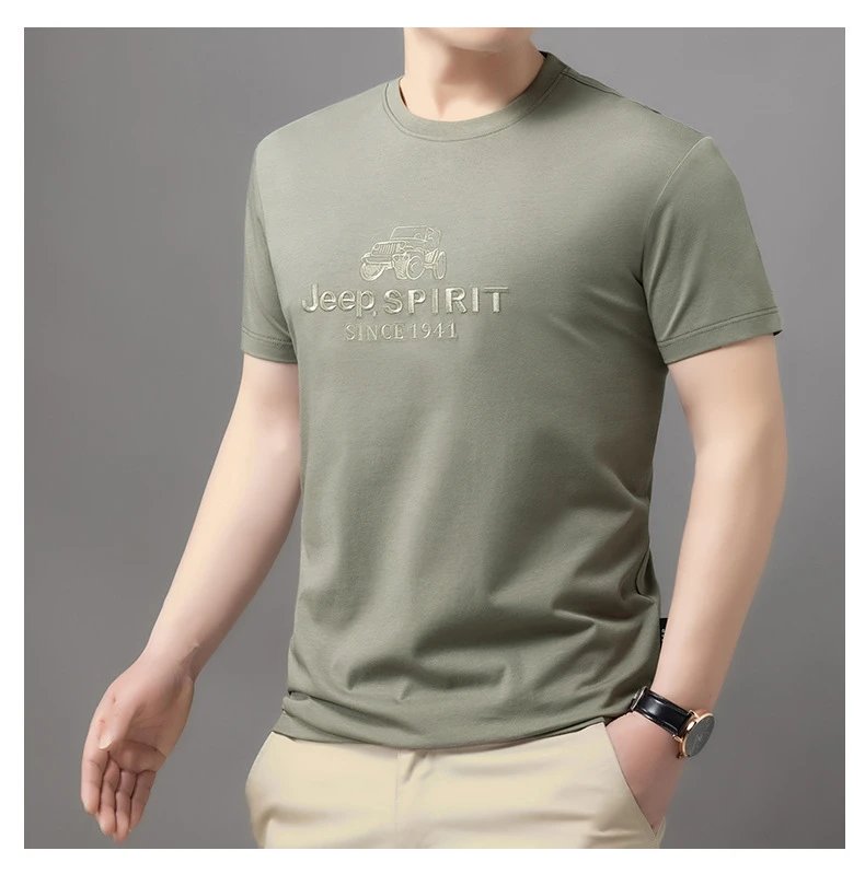 Design Jeep Spirit Graphic Embossed T-Shirt Charcoal Gray T-Shirt T-Shirts - 16