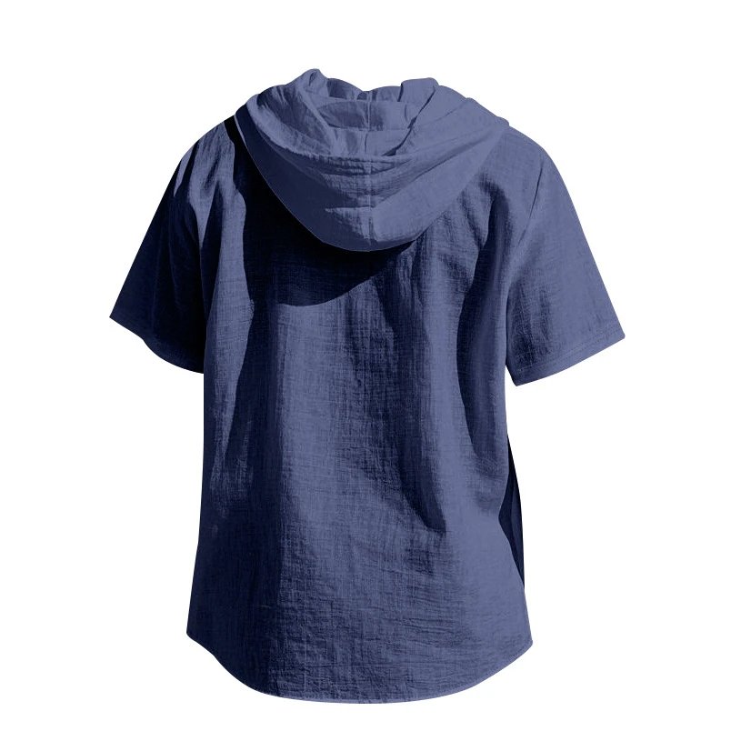 Design Hooded Button-Up Shirt Olive Green with Tribal Pocket Tops - 83
