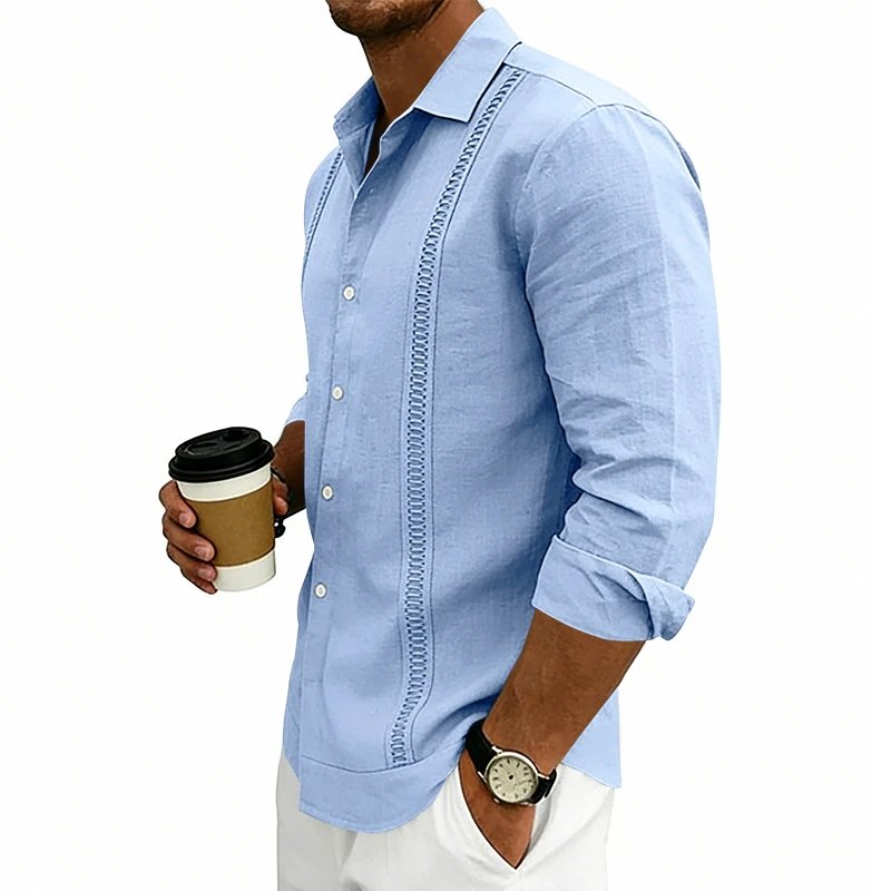 Design Guayabera-Style Shirt Army Green Shirt Tops Shirt - 61