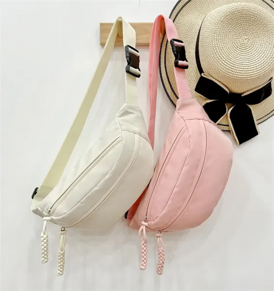 Design Minimalist Cream Belt Bag with Braided Pull Tabs - 7