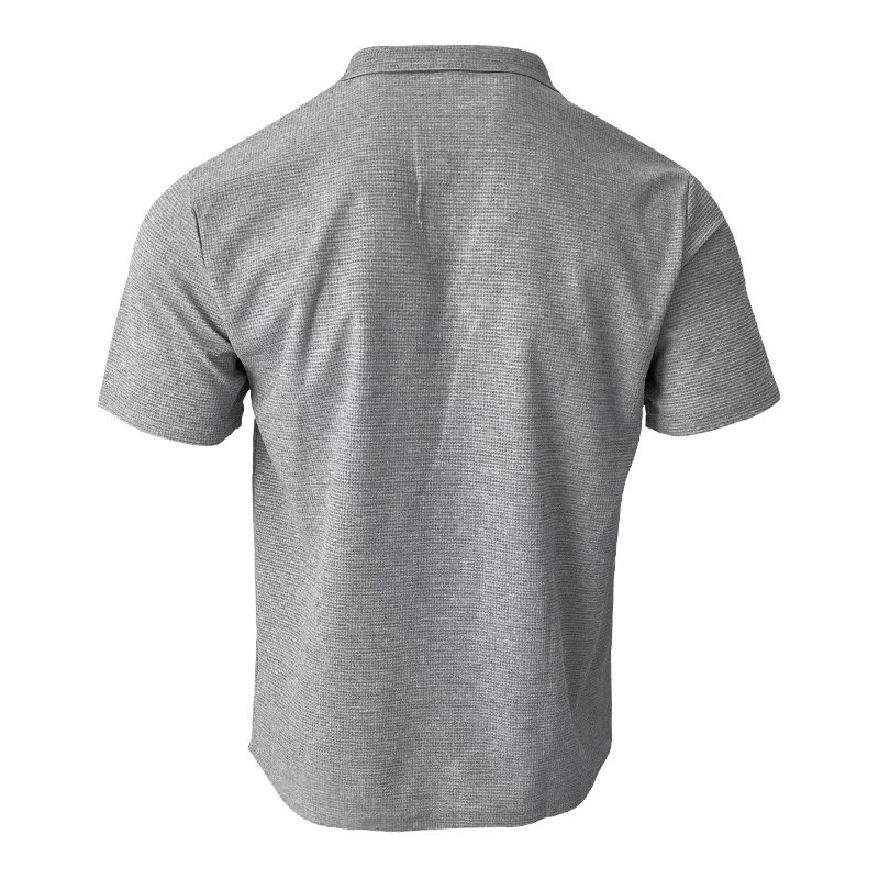 Design Waffle Knit Polo Shirt Light Gray Tops Polo - 10