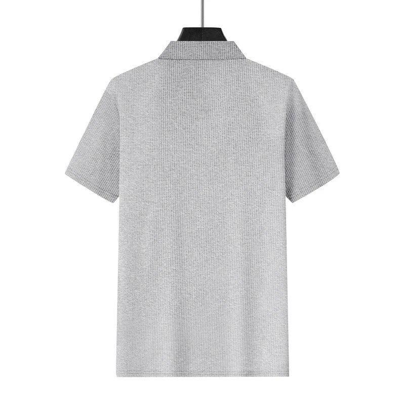Design Waffle Knit Polo Shirt Light Gray Tops Polo - 14