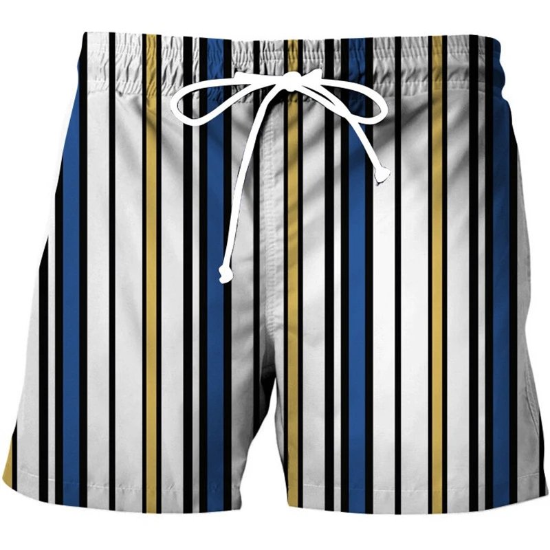 Design Striped Vertical Pattern Swim Trunks Swimwear - 6