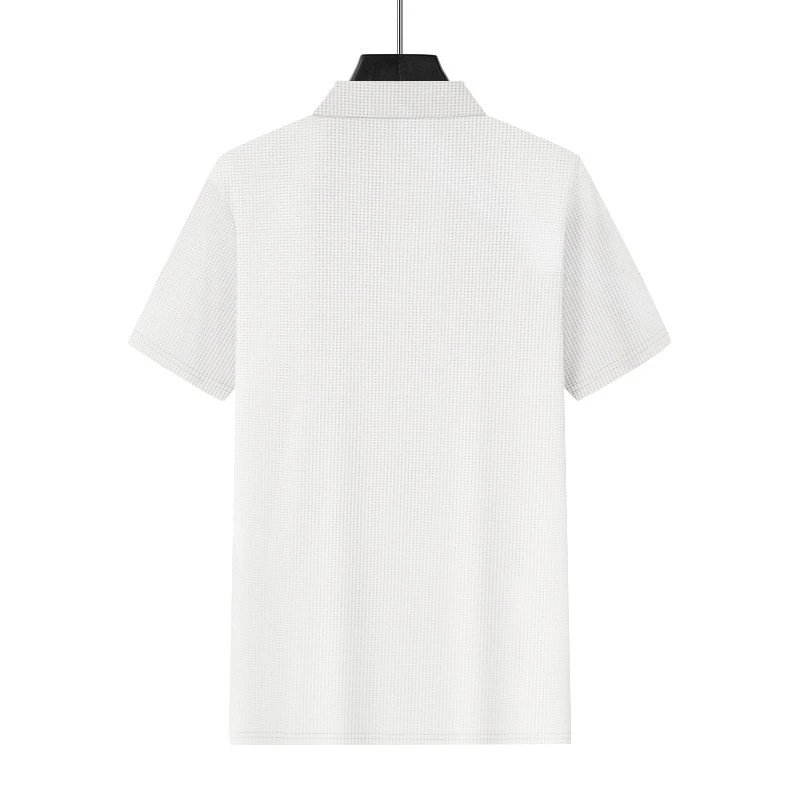 Design Waffle Knit Polo Shirt Light Gray Tops Polo - 23