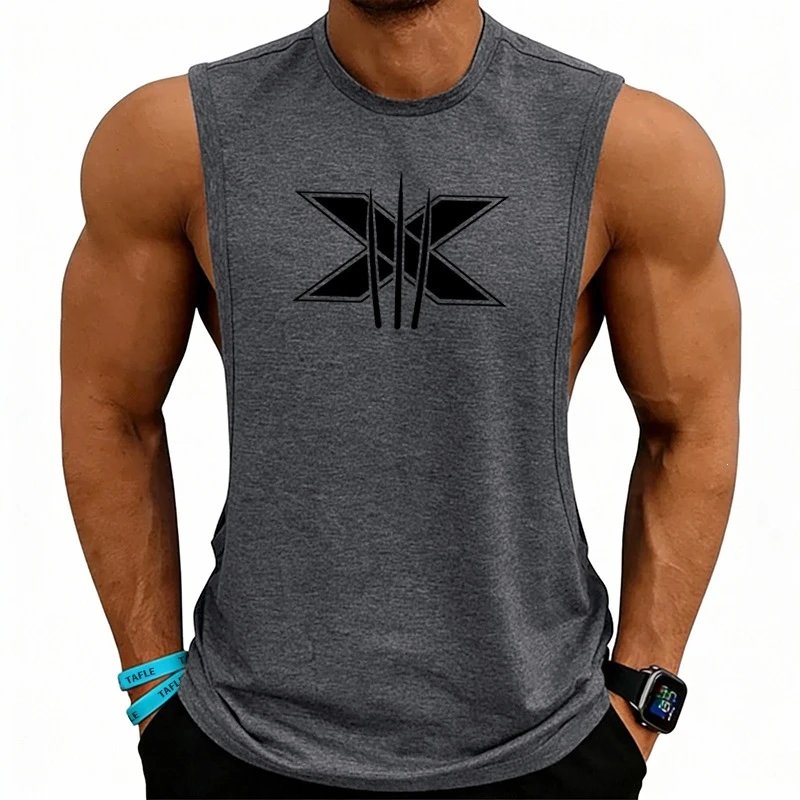 Design Graphic Logo Beige Muscle Tank Top Vest Top - 89