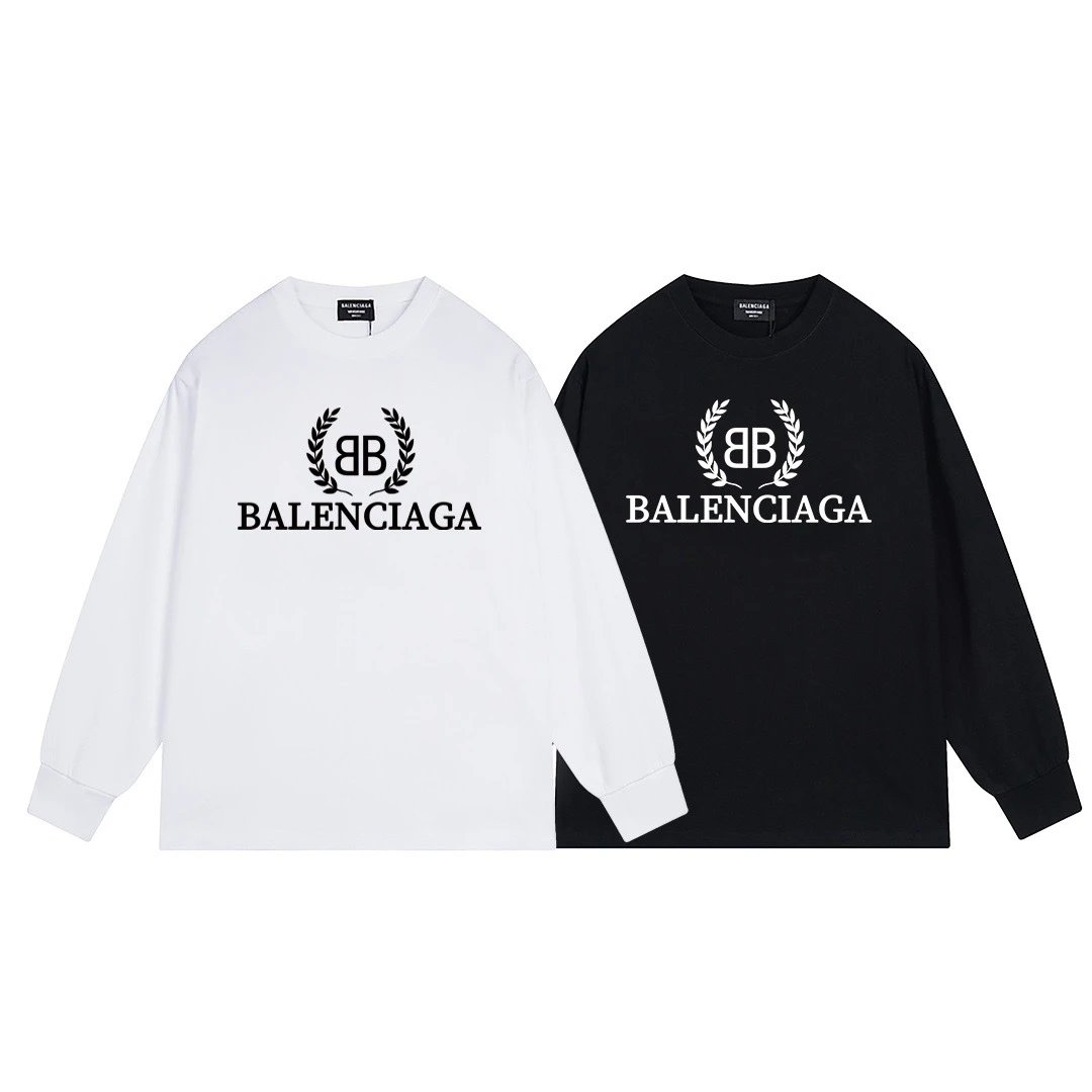 Balenciaga Distorted Logo Long-Sleeve T-Shirt White - 9