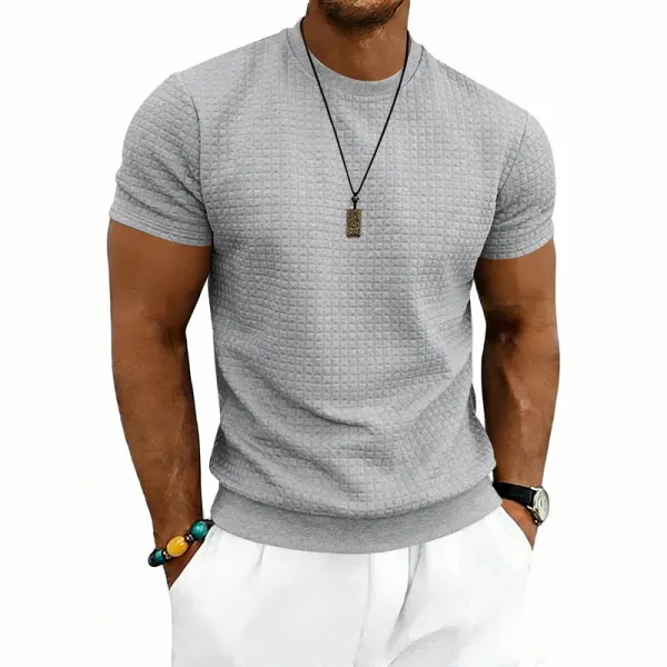 Design Textured Knit Navy T-Shirt - 15