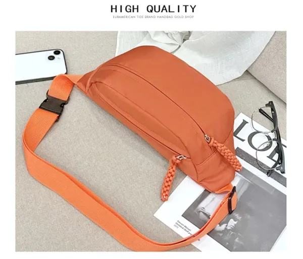 Design Minimalist Cream Belt Bag with Braided Pull Tabs - 20