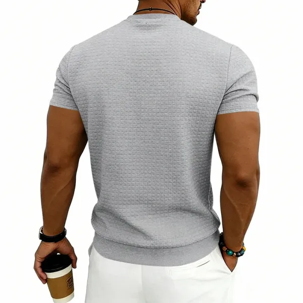 Design Textured Knit Navy T-Shirt - 19