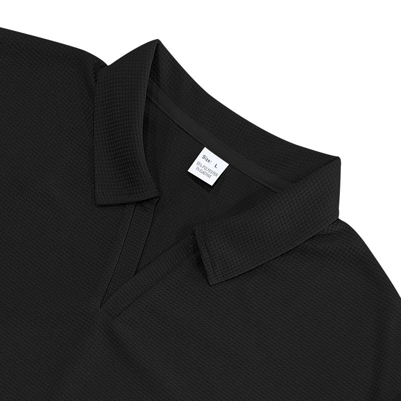 Design Waffle Knit Polo Shirt Light Gray Tops Polo - 41
